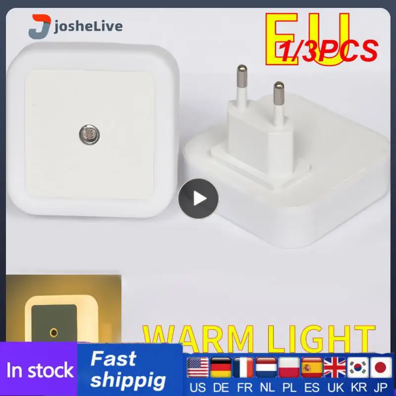 

1/3PCS Mini For Children Kids Wall Lights Light Sensor Control Backlight Eu Us Uk Plug Closet Cabinet Nightlight Square 110-240v