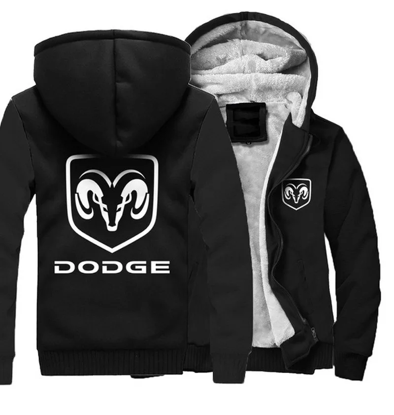 

2023 NEW hot Winter men Hoodies Fleece Hooded Thickenfor DODGE sweatshirt Outwear FashionJacket for male zipper coats