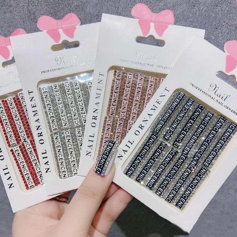 

12Pcs/Bag Nail Rhinestone Letter Decoration Adhesive Tips Deigns Nail Art Crystal Holographic AB Chameleon Deco for UV