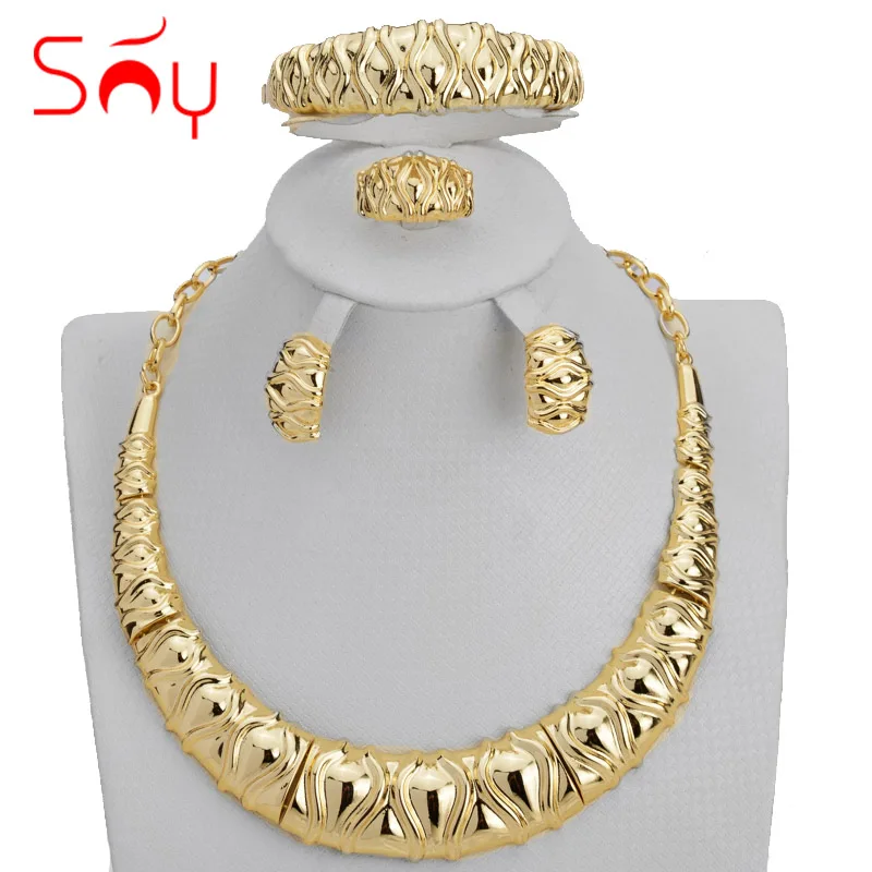 

Sunny Jewelry Sets Fashion Bridal Wedding African Statement Earrings Necklace Bracelet Ring For Women Anniversary Gift Party