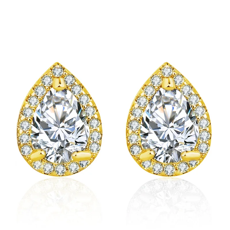 

Fashion Sliver Pear Cubic Zirconia Stud Earrings For Women Crystal Earings For Party Water Drop Studs Ear For Girl