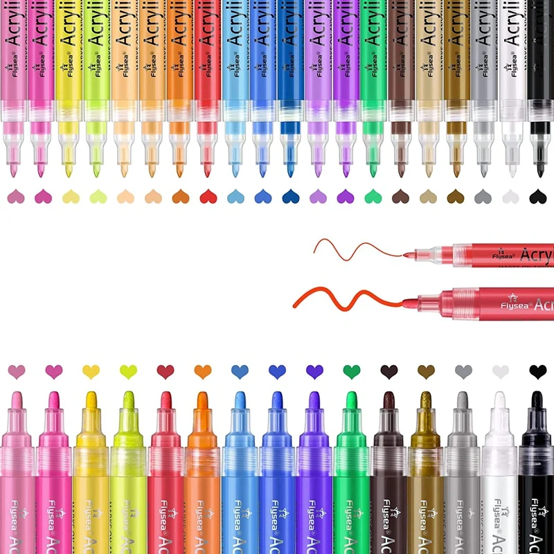 

35 Premium Acrylic Paint Marker Pens, Long-Lasting Paint Pens With Extra Fine And Medium Tip, Paint Art Markers Set
