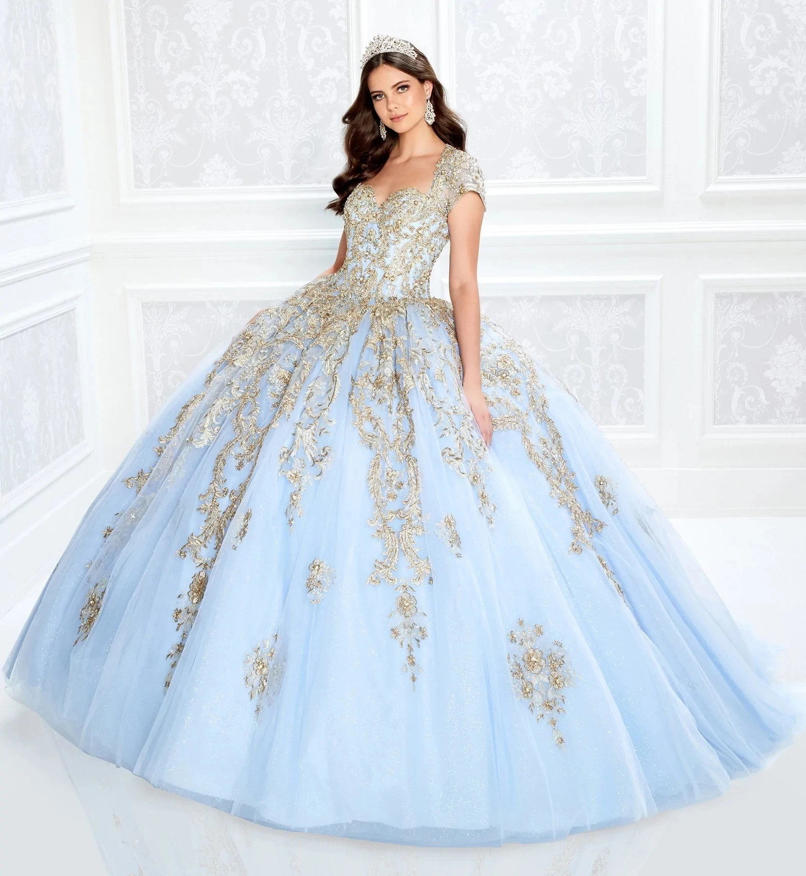 

Небесно-Голубое Бальное Платье Charro Quinceanera бальное платье с рукавами-крылышками тюлевые аппликации пышные мексиканские милые платья 16 лет