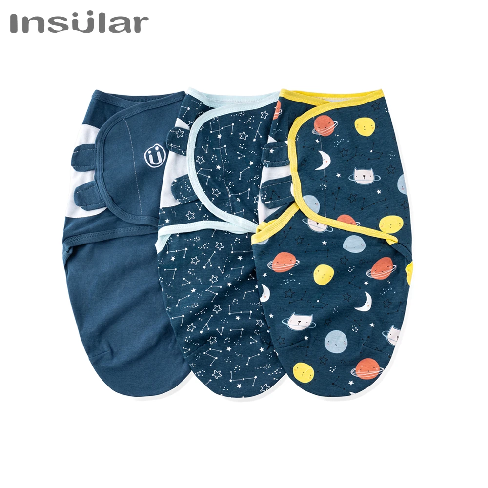 Insular 3Pcs Baby Swaddle Wrap Cotton Soft Infant Newborn Baby Products Bebe Blanket & Swaddling Wrap Blanket Sleepsack