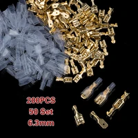200pcs100pairs 6 3mm femalemale spade crimp terminals sleeve wire wrap connector set