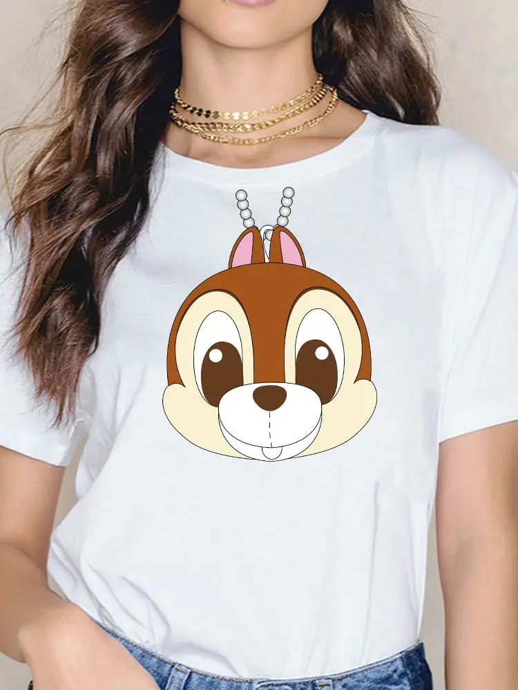 

T Shirt Women Disney Necklace Chip Creativity New Products Comfy Tshirt Trendy Print All-Match Casual Graphic Popular T-Shirt
