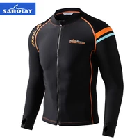 2022 new mens long sleeve sunscreen quick dry surf suit water sports front zipper swimming diving jacket top surf suit top