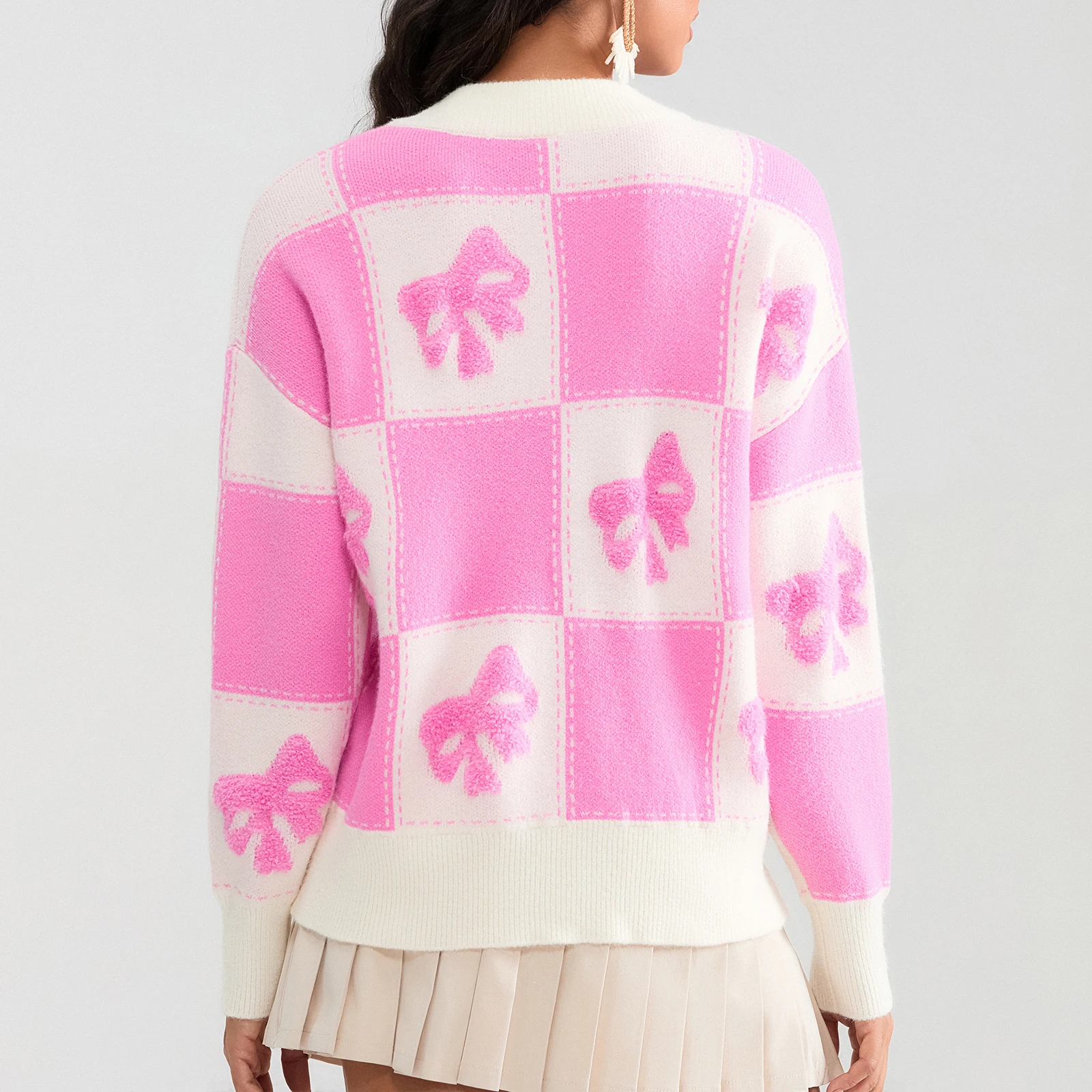 Женский трикотажный кардиган на пуговицах повседневный Свободный контрастных