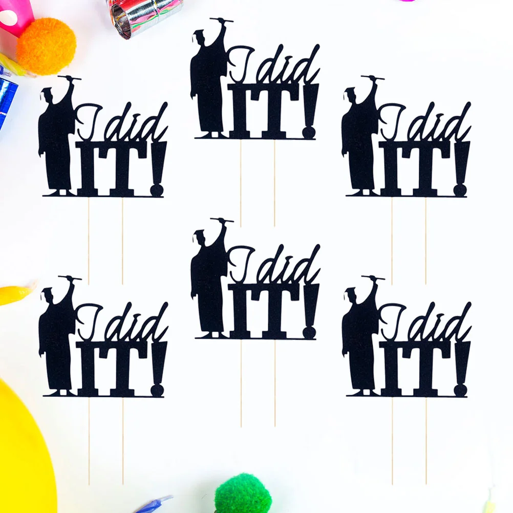 

Graduation It I Did Black Cupcake Toppers Picks Class Decoration Decorations Party Centerpieces Tables Supplies Cap Personalized