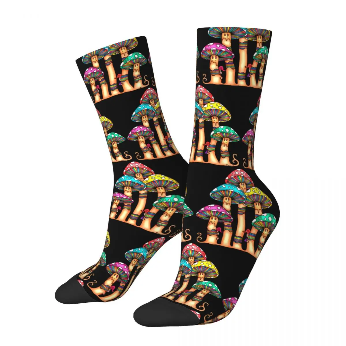 

Harajuku Socks Mushroom Forest Sock Polyester Trippy Blacklight Psychedelic Sport Women Socks Spring Summer Autumn Winter