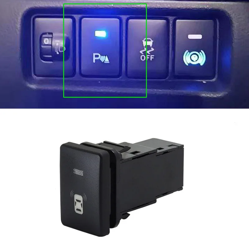 

1PC Car Blue LED BSM Power Battery Music Parking Radar Switch Button Use For Toyota Camry Prius Corolla PRADO RAV4 Accessories