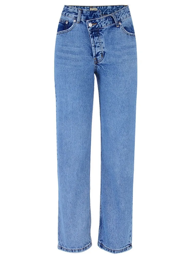 2021 New High-waist Irregular Jeans Women's Flared Large Size Casual Fashion Wide-leg Skinny Jeans for Women Autumn and Winter