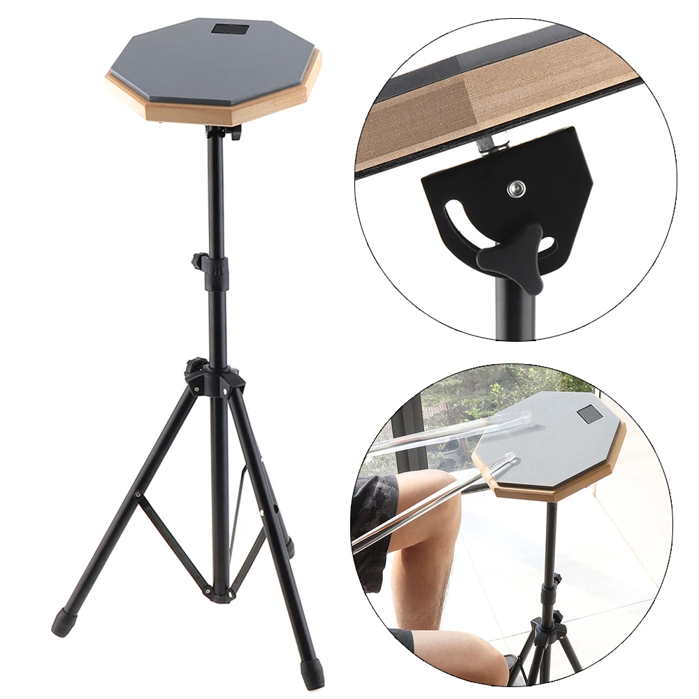 

8 Inch Musical Instrument Rubber Wooden Dumb Drum Practice Drum Pad with Adjustable Stand for Training Dumb Kit