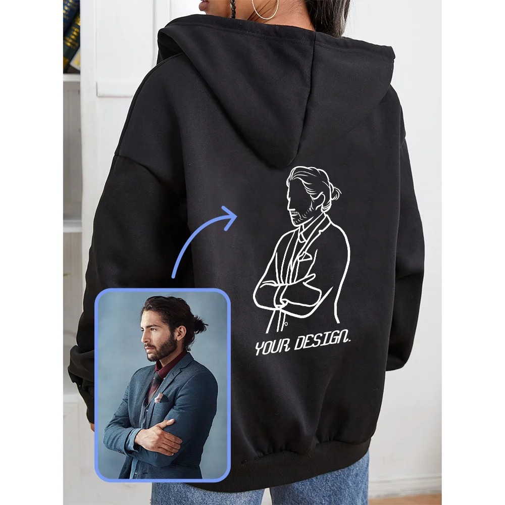 Фото простой рисунок на застежке-молнии с принтом Толстовка для женщин/мужчин