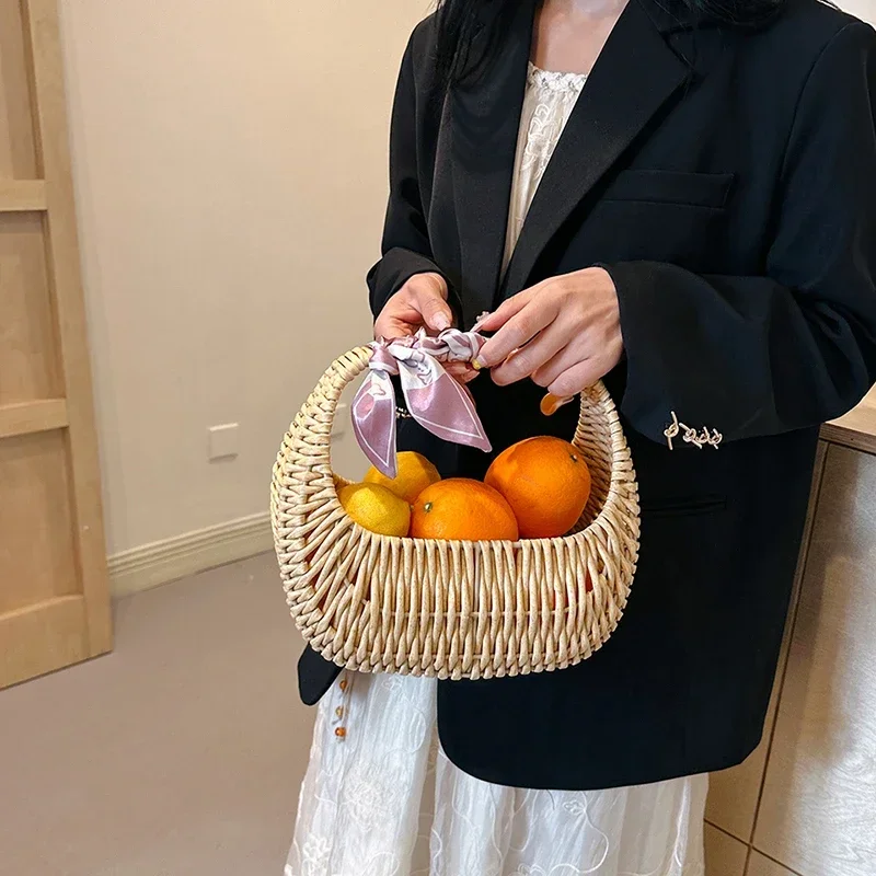 Женская соломенная сумка ручной работы в стиле ретро из рафии