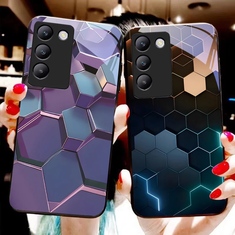 Сотовая текстура для Y72 33S 11 03 36 96 Lite 35 16 Iqoo 12 V40 SE 5G 29 40 21 30 X80 Pro Vivo чехол телефона из