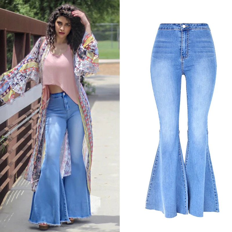 

2023 New Vintage Blue High Waist Flare Jeans Female 90s Women Denim Jeans Mom Wide Leg Plus Size Pants Autumn Winter Indie Style