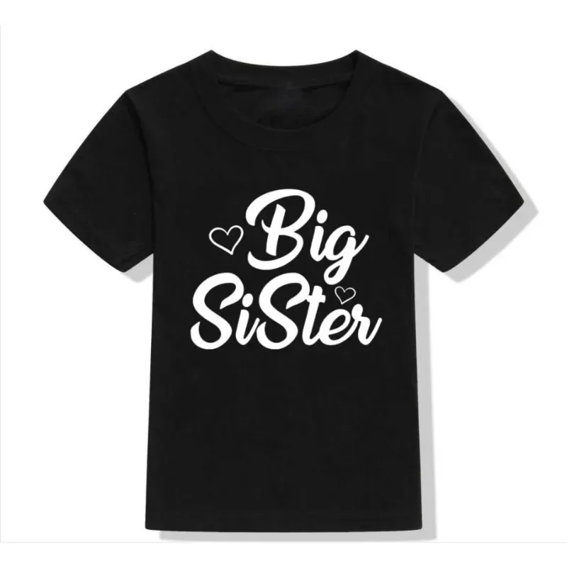 Новая черно-белая летняя детская футболка с монограммой сестры и детской одеждой