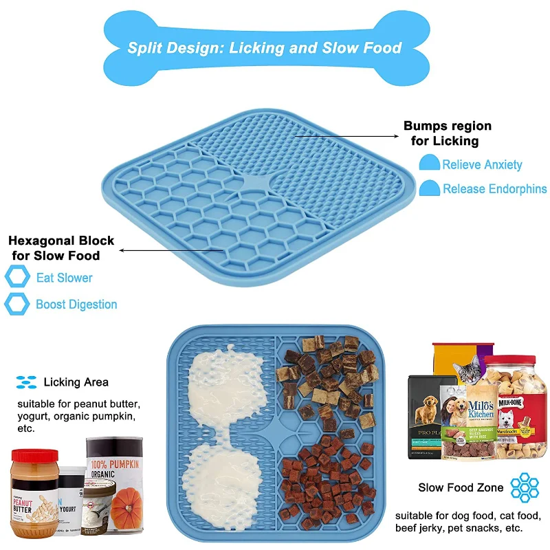 

Lick Pad for Dog Cat Slower Feeder Licky Mat for Puppy Kitten Silicone Dispenser Pet Feeding Licking Mat Bathing Distraction Pad