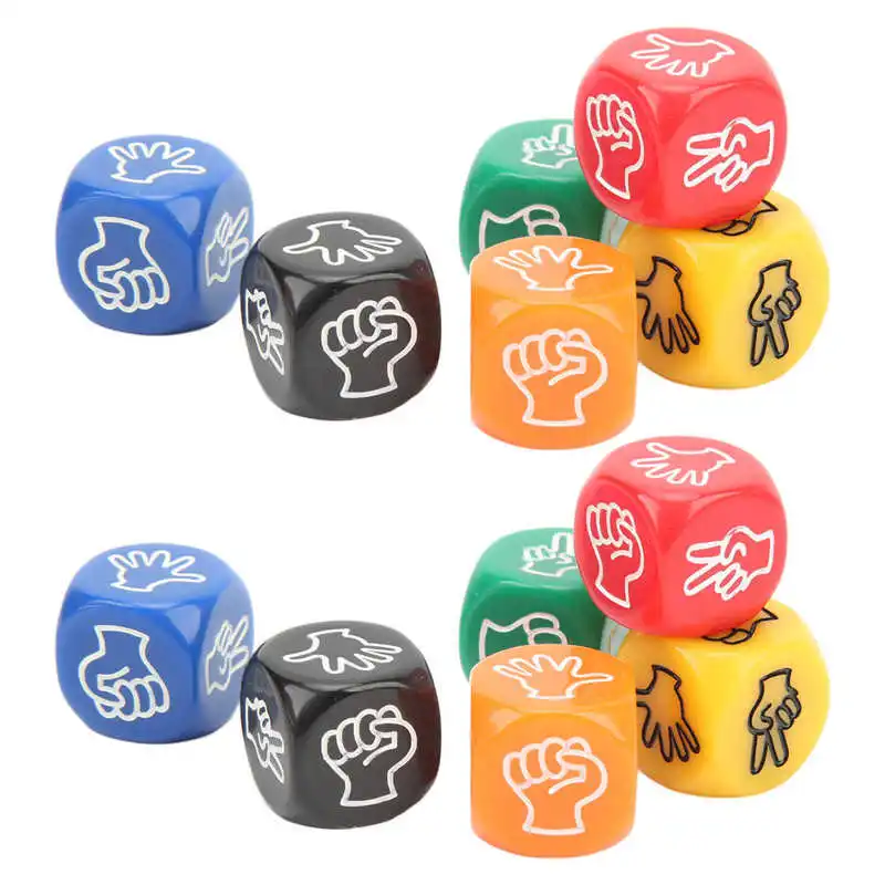 

12pcs Finger Guessing Game Board Games Dice 6 Sided 6 Colors 20mm Rock Paper Scissors Game Dice For Adults Kid Family Party