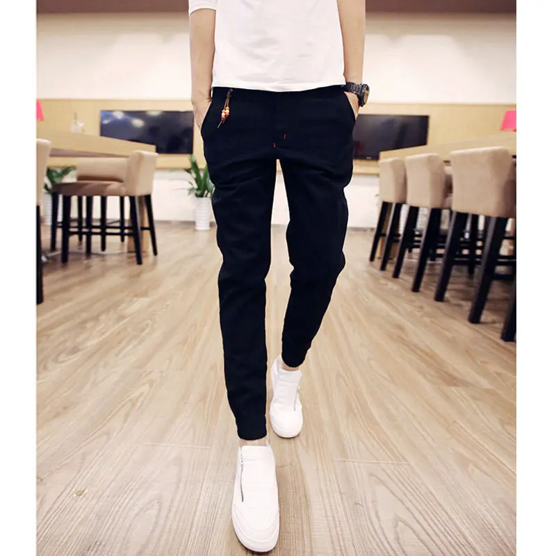 High Quality 2022 Summer Casual Twill Drawstring City Hip Hop Slim Fit Harem Beam Foot Pants Men Pencil Pants Track Pants