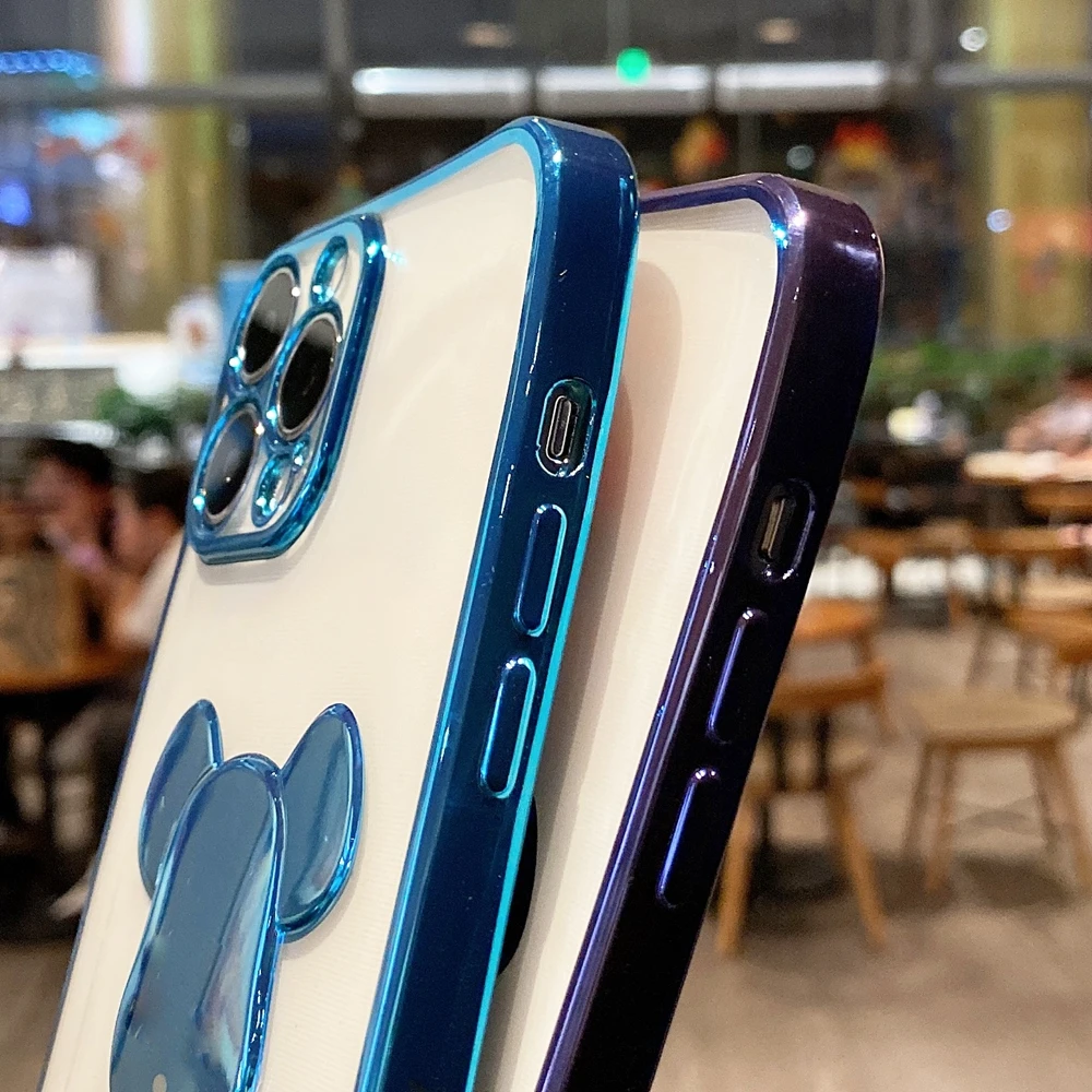 Модный чехол с медведем для телефона iPhone 13 12 11 Pro Max X Xs Xr 7 8 Plus SE 2020 прозрачный