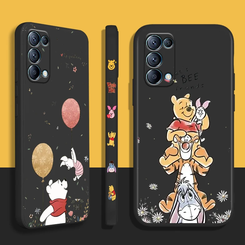 

Winnie Pooh Tigger Phone Case For OPPO Find X5 X3 X2 neo Pro Lite A5 A9 2020 A96 4G 5G Liquid Left Rope Candy Cover Coque Capa