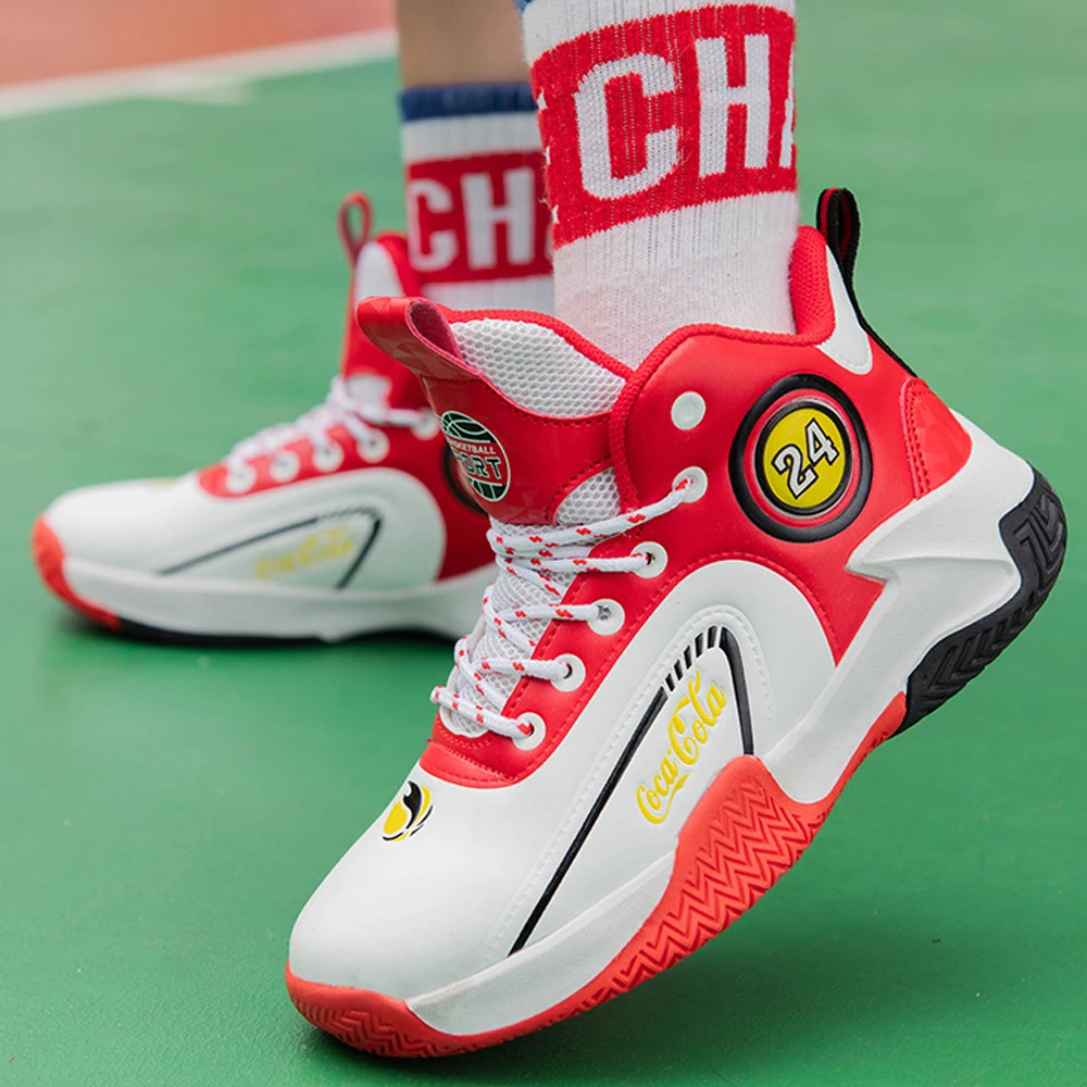 2022 New Boys' Basketball Shoes Soft Breathable Children's Sneakers High Top Student Basketball Shoes