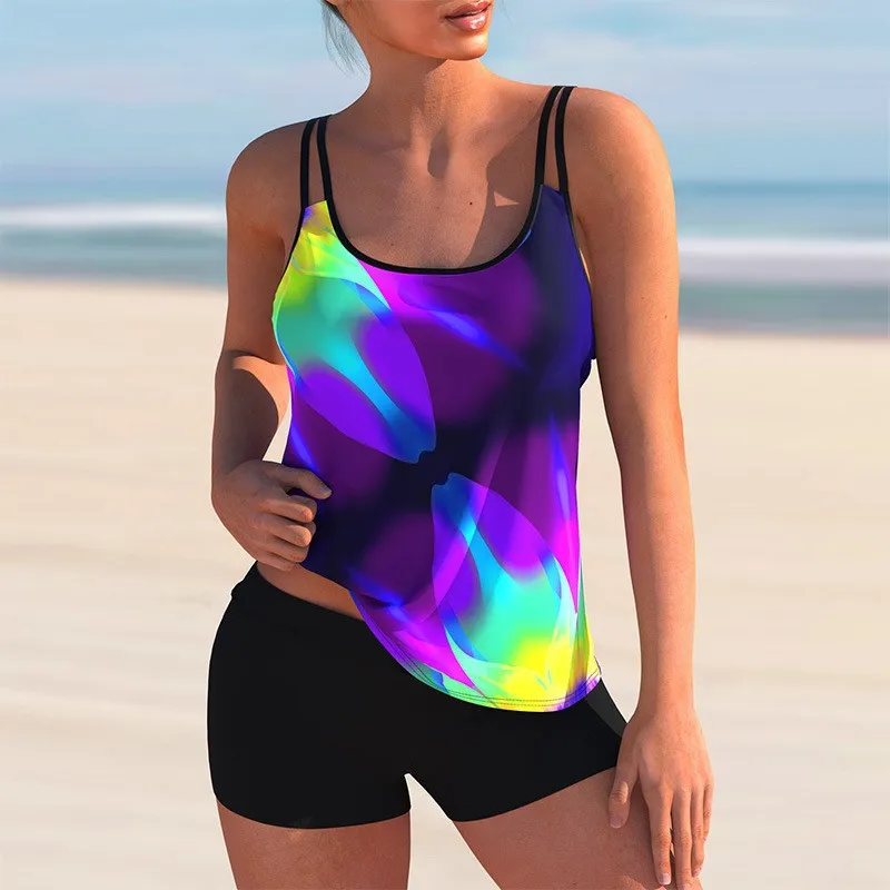 

2022 Women Two Piece Swimsuit Tankini Swimwear Female Print Monokini Summer Plus Size Swimsuit Bodysuit Bathing Suit Swim Wear