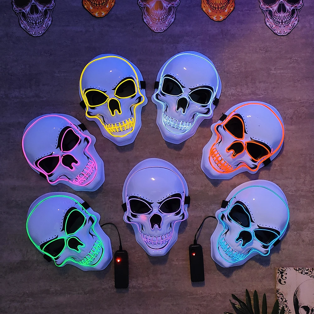 

Halloween LED Glowing Skull Masks Halloween Party Decorations Masquerade Carnival Cosplay Props Haunted House Horror Supplies