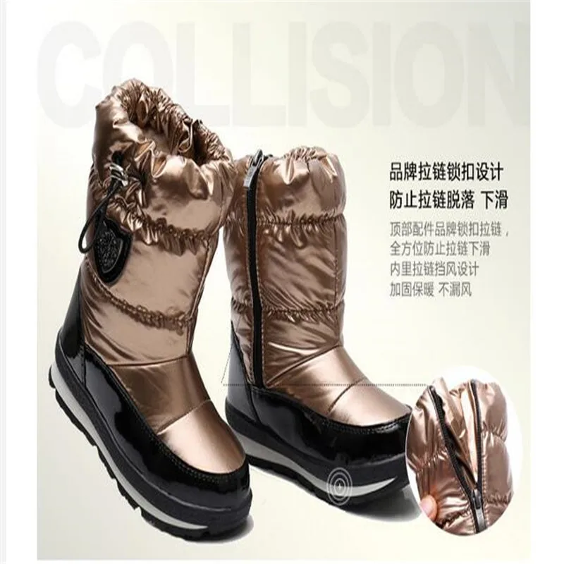 

Женские зимние ботинки на платформе, зимние ботинки, толстые плюшевые водонепроницаемые Нескользящие ботинки, модная женская зимняя обувь, теплые меховые сапоги для женщин