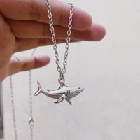 antique silver color marine life pendant necklace charm boho whale shark necklace for men women viking jewelry collar