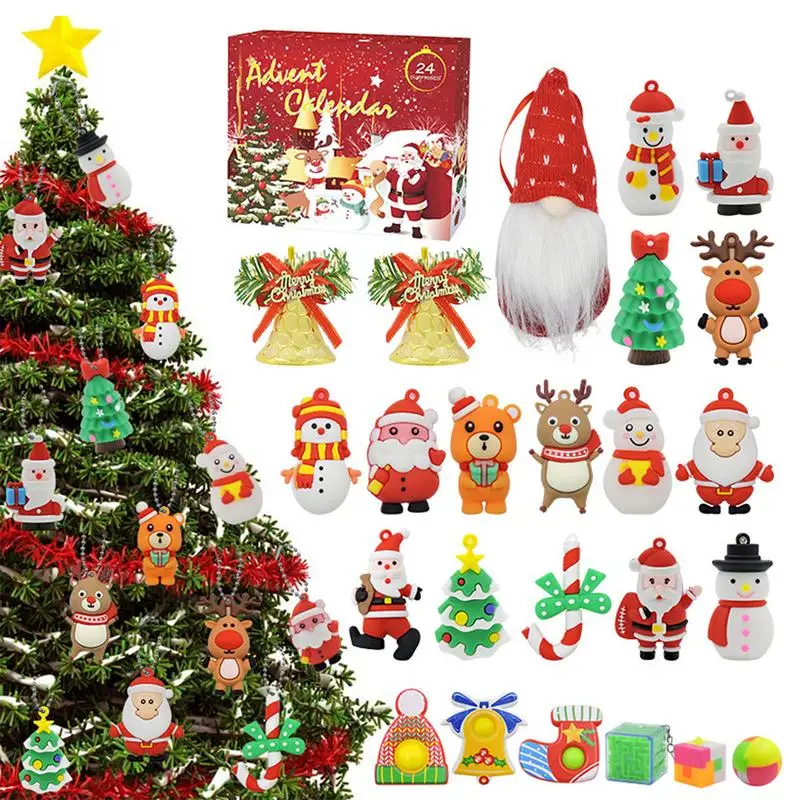 

Игрушки-фиджеты на 24 дня, календарь для нового года, брелок, подвески, игрушки, сенсорная игрушка, Детский Рождественский подарок