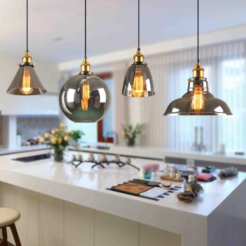 Modern Smoky Glass Style Hanging Lamp LED Pendant Lights Interior Lighting Fixtures Nordic Restaurant Chandelie Bar Decoration