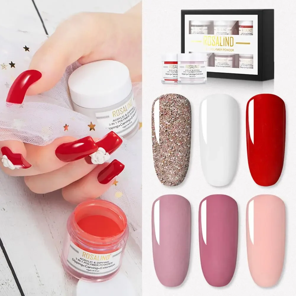 

NEW2023 6Colors Glitter Dipping Powder Nails Kit Holographic Nail Dust Decorations For Manicure Dip Nail Art Design Soak Off Set