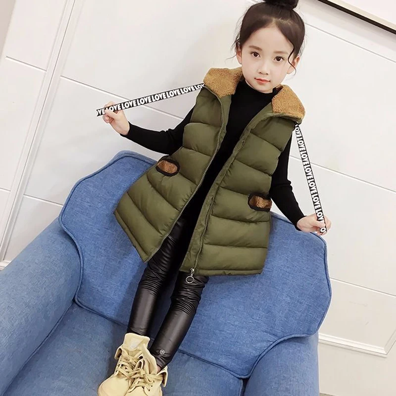 

Children Winter Hooded Vest Kids Warm Cotton-Padded Coats Toddler Boys Waistcoat Baby Girl Thicken Jacket Sleeveless Tops TZ650
