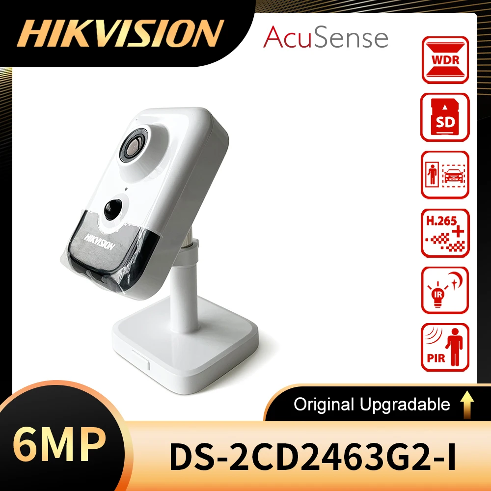 

HIkvision DS-2CD2463G2-I 6MP AcuSense IR Fixed Cube Network Camera POE H.265+ SD Card Slot IR 10m IP Camera For Home Security