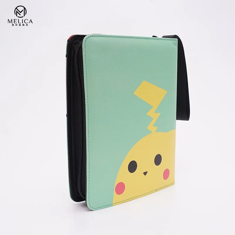 

Pokémon Card Book Full Range of Pokemon PU Zipper Loose-leaf Storage Card Book 4 Grid Animation Set Card Book Bag Children'sGift