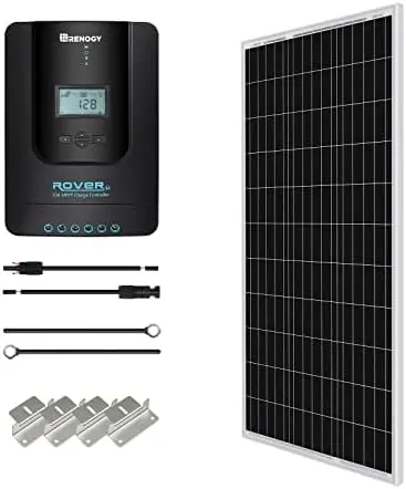 

100 Watt 12 Volt Solar Panel Starter Kit with 100W Monocrystalline Solar Panel + 30A PWM Charge Controller + Adaptor Kit + Tray