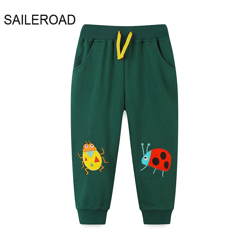 

SAILEROAD 2023 Children Clothes New Autumn Spring Embroidery Ladybug Pants Kids Boys Trousers Casual Sports Sweaterpants