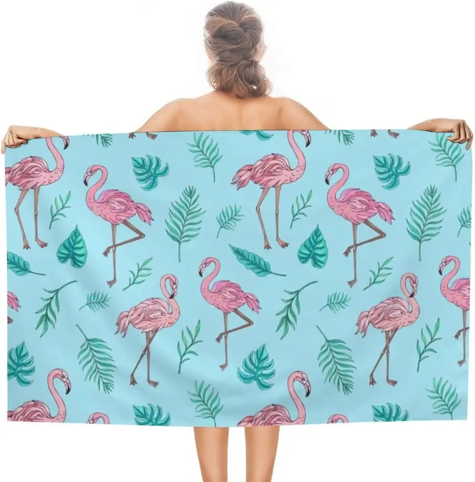 

Beach Towel Oversized Super Absorbent Thick Microfiber Beach Towel Flamingos Beach Towels