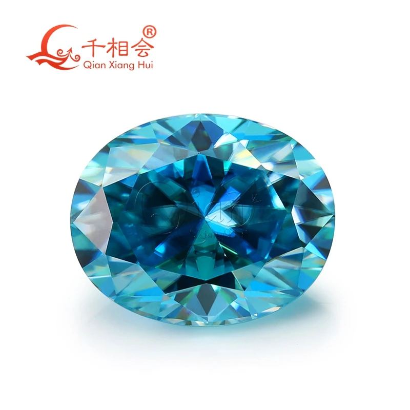 

Oval shape 1ct-3ct wholesale aqua blue color moissanite diamond cut loose gemstone for jewelry making