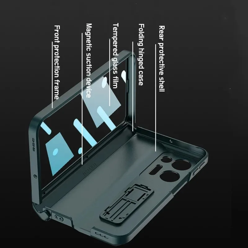 Phone Case For OPPO Find N2 5G Magnetic Hinge Plastic Bracket Housing Shockproof With Outer Screen Protective Film Cover Luxury