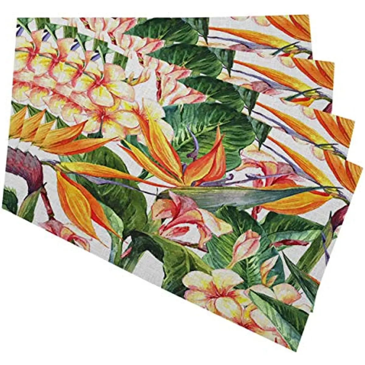 

Tropical Flowers Placemats Heat Resistant Non-Slip Washable Place Mats for Kitchen Table Mats Set of 4 12"x18"
