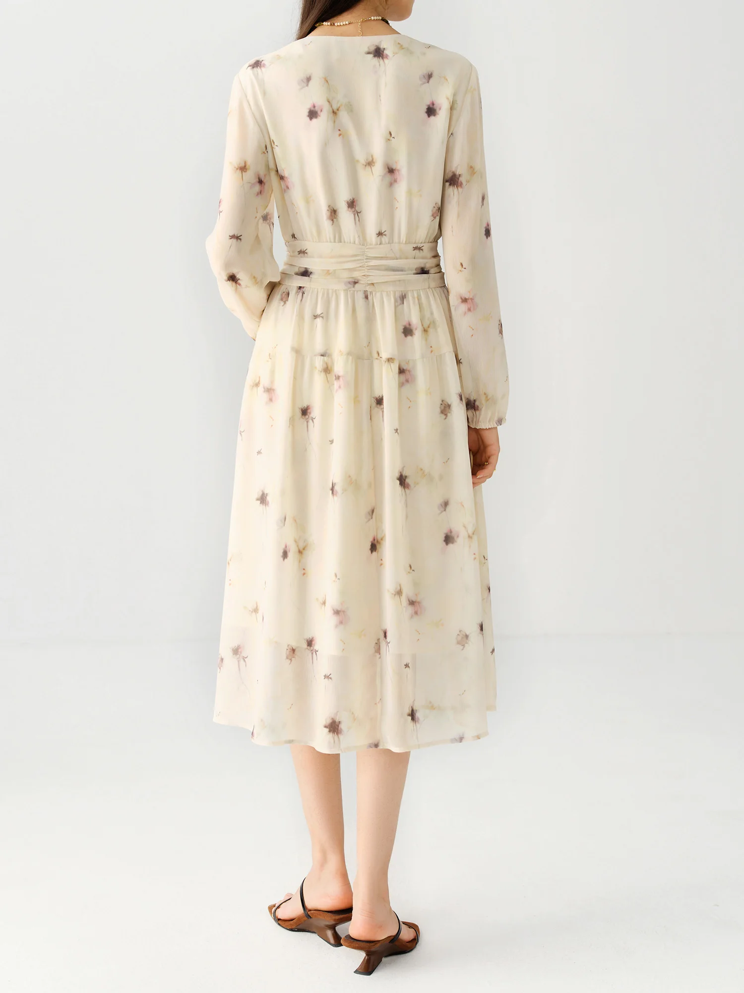 DUSHU женское платье с длинным рукавом и цветочным принтом темпераментное осеннее