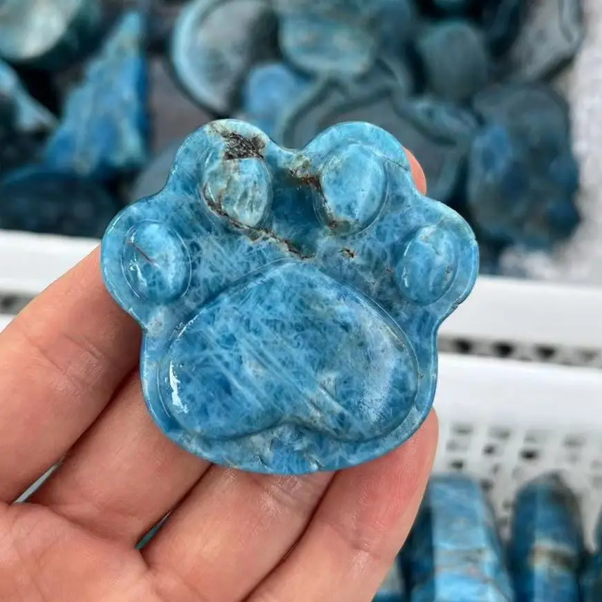 

Около 4 см натуральный кристалл Синий Апатит резной Кошачий коготь украшение для дома, восстанавливающий камень рейки