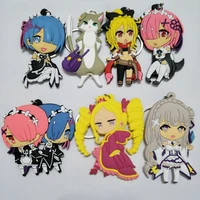 rezero infinity anime cartoon 3d figure keychain silica gel key rings trinket props bag doll key buckles pendant jewelry gift