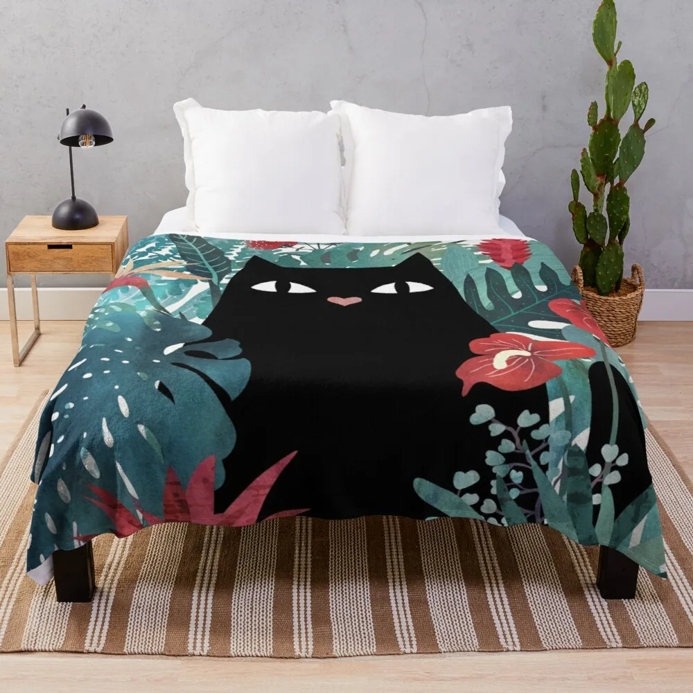 

Black Cat Soft Throw Blanket Microplush Lightweight Tufted Fuzzy Flannel Fleece Throws Blanket for Bed Sofa Couch Warm Blankets