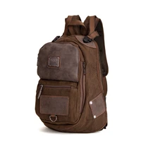 mens outdoor shoulder casual student bag large capacity travel backpack canvas leather climbing bag