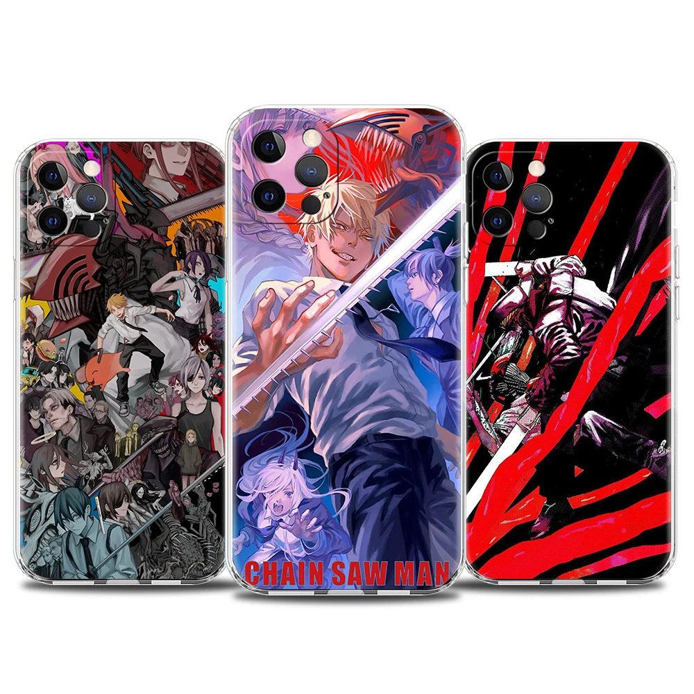 

Chainsaw-Man Transparent Soft TPU Phone Case Cover For iPhone 13 12 11 Pro Max 8 7 Plus X XS Max XR SE 2020 Luxury Shell Fundas